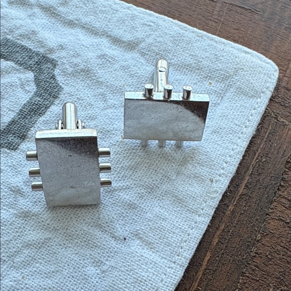 Modern Silver Rectangular Cufflinks